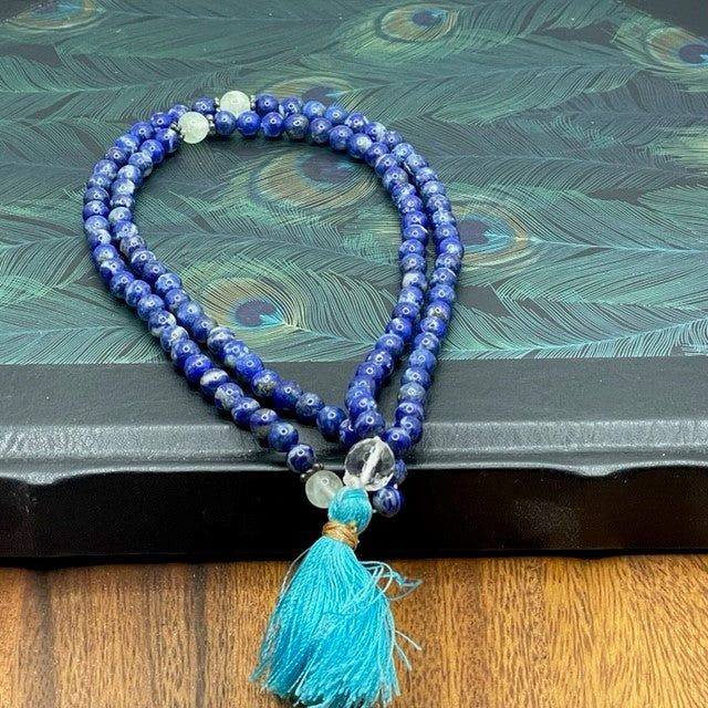 Load image into Gallery viewer, Lapis with Prehnite Mala
