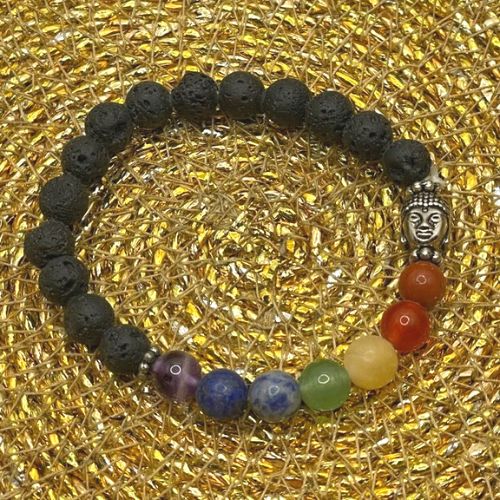 7 Chakra Healing Bead Bracelet Natural Lava Stone Diffuser Buddha Charm  Jewelry | eBay